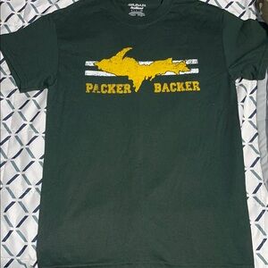 Gildan Green and Yellow Short Sleeve Tee with Bold Graphic